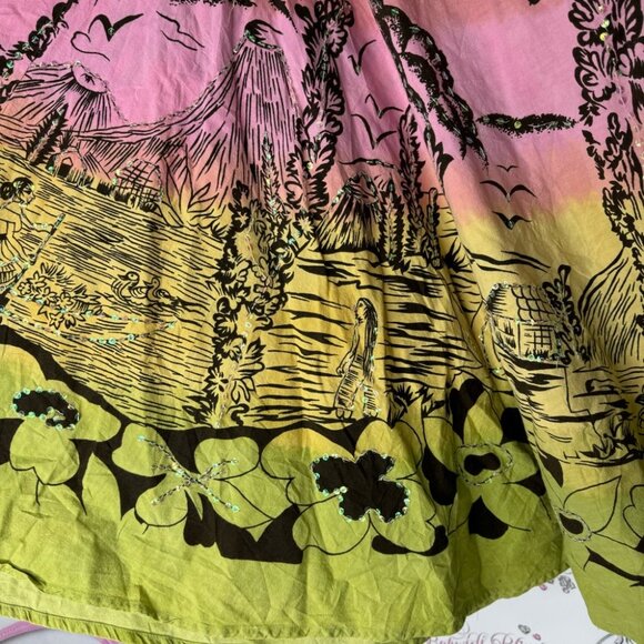 RDI Hawaii skirt sequin ombré pink orange yellow green sparkly shimmer volcano - Picture 4 of 15